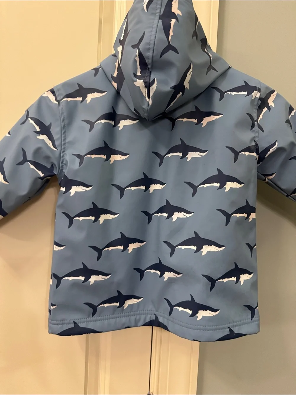 Hatley Light Blue Shark Print Hooded Raincoat for Kids